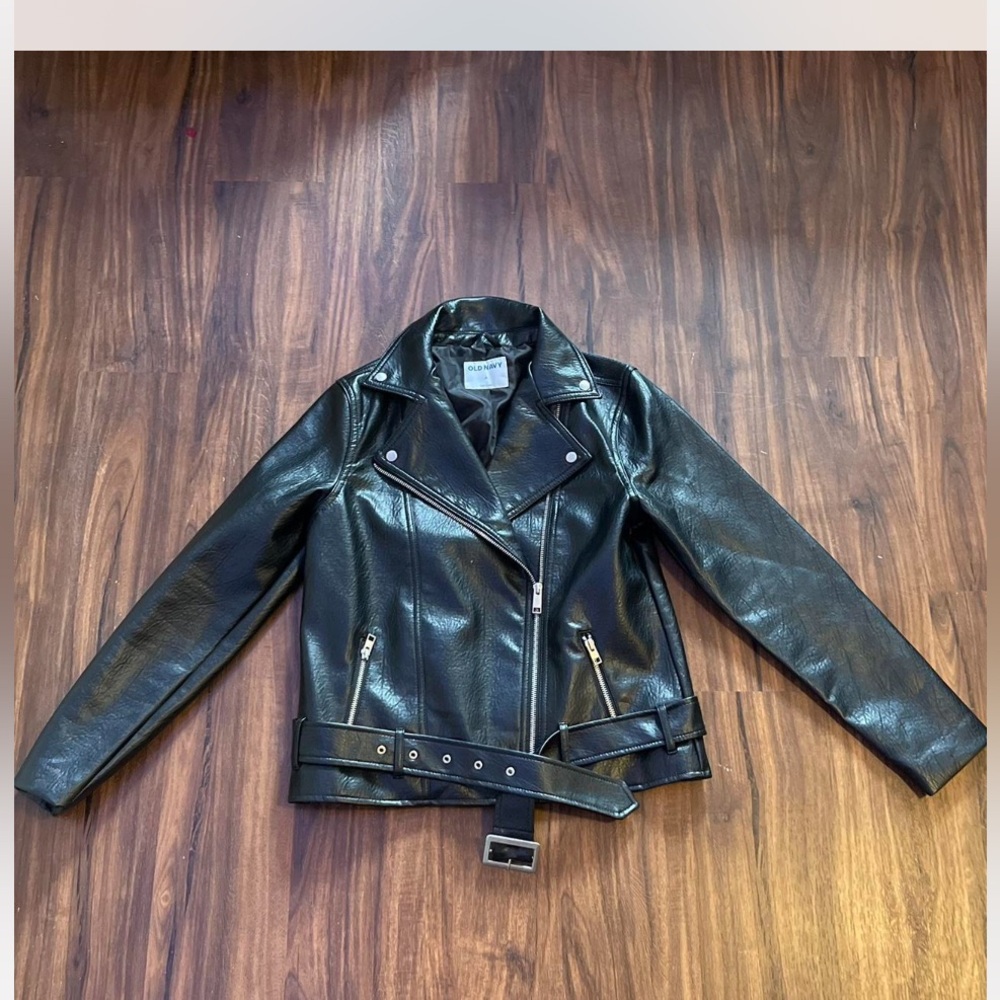 Old Navy Women's Classic Black faux Leather Jacket size Small